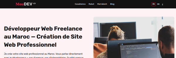 MouDevPro — site vitrine développeur web freelance Maroc, création site web Casablanca Rabat Marrakech