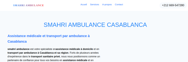 Smahri Ambulance Casablanca — création site vitrine service ambulance urgences médicales Casablanca